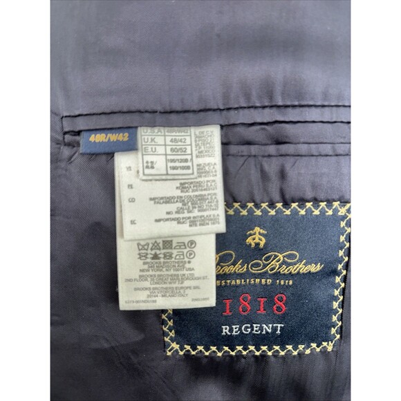 Brooks Brothers 1818 Regent Blazer Estrato Wool Jacket Dark Navy Mens Size 48R - Picture 4 of 9